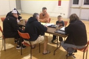 Tomcat Brain Trust working on the draft along with Junior Executive Adam Zcabbanovski, who is said to be a future NHLer himself.