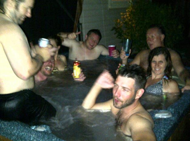Tomcats and Minx set a record for most people ever in the Brewin hot tub.