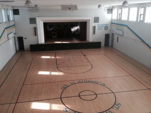 Bird's eye view of the Kapusta from up in the rafters.