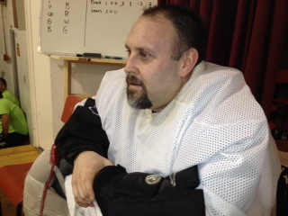 Falcon watches the fierce action ...when asked about last weeks goalie photo he said "Baseball gloves??? I guess when you get pedicures and manicures one might wear a baseball glove."