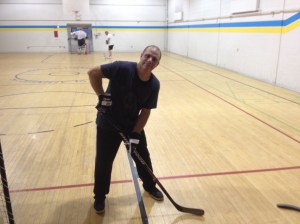 Killer sports some new kind of gloves...He insists they are ball hockey gloves but others are certain they are ladies field hockey gloves.