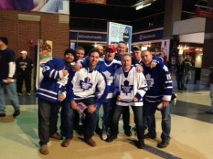 Tomcats  invited by Maple Leafs to Columbus to watch game ..." Sure we could of worn our Tomcat Jerseys but we thought we'd surprise the Leafs and wear their jerseys"...Zaba, Minister of Travel