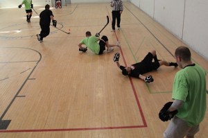 Doc graciously used the back of his shirt to wipe up some water off the floor when he saw hi buddy Crow take a spill...what a great guy!