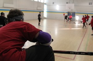 "Quick changes" yells Snowpants after his team mates have been playing for 15 seconds. 