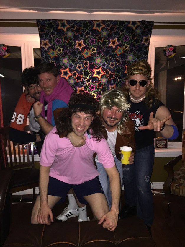 Preppy Rocker Soupy poses back stage with his band after blowin' the doors off "Pour Some Sugar on Me."