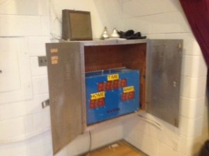 The new score clock holding area ....now you don't have to carry the clock from the Tomcat room
