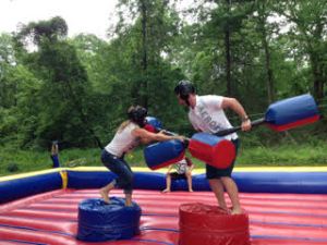 Rocky holds summer camps for young puck bunny hopefuls, who want to fight off other puck bunnies,  "I feel I am adding a different element, showing them how to tussle and win the hockey man of their dreams" says Rocky. Here he is about to jam a young damsel in the gut, "They feel it when I hit them and then they thank me after" a Beaming Rocky stated.