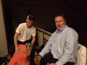 Tomcat management will sit down in the summer to discuss a contract, here Stevo is explaining a few things to the Terror like....' If you make full time you will be expected to being a 24 of MGD in bottles to a night of hockey'....and some other hockey related stuff"