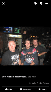 Jingles in younger days prior to bionic arm ..." I love Kiss and I thank Stevo for talking me into getting the tie die Kiss Shirt ".... Also in picture......Stevo and Hollywood